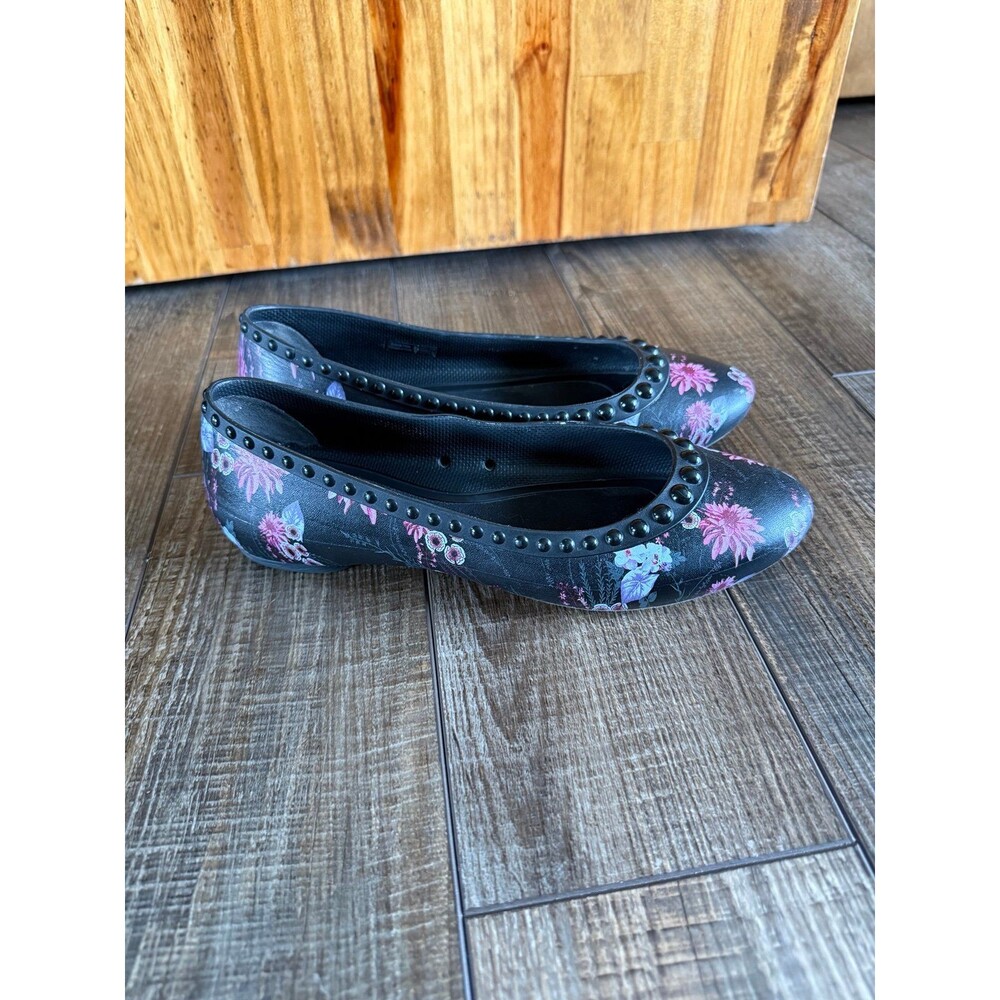 Crocs Lina Luxe Ballet Flats Sz. 8 Black Floral